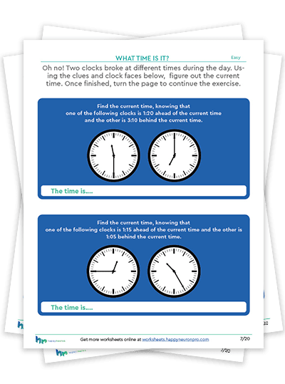 planning exercises, telling time exercises, executive function planning exercies