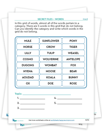 Verbal Attention Worksheet Packet