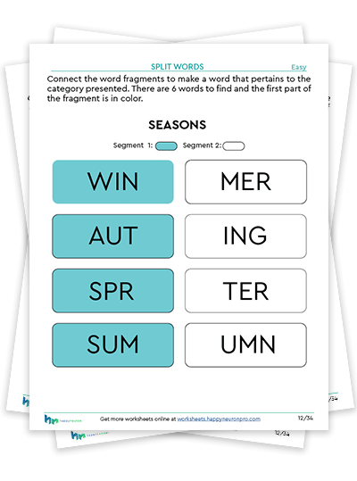 verbal fluency worksheet