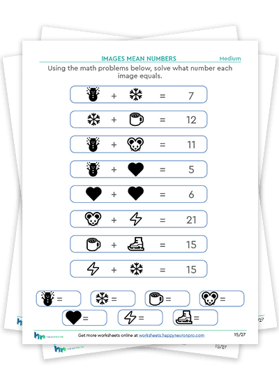 Mathematical Cognition Worksheets, winter themed Mathematical activities,